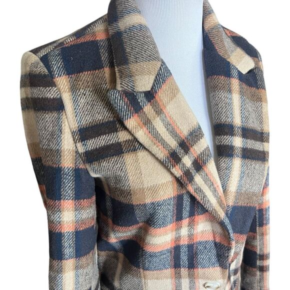 Womens Jing Oni Chic Autumnal Plaid Blazer Winter Coat Jacket - Sz S - Picture 3 of 3